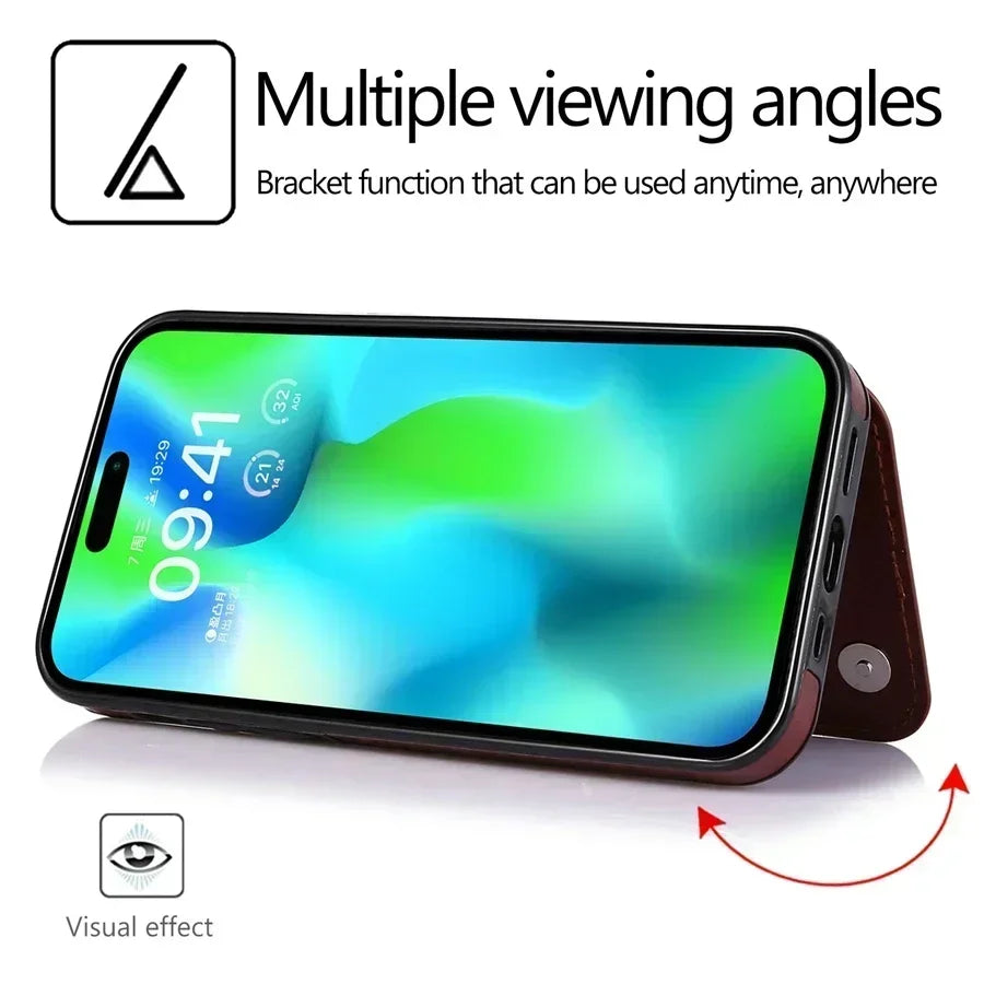 Elegante Leder Brieftasche Hülle für iPhone Modelle