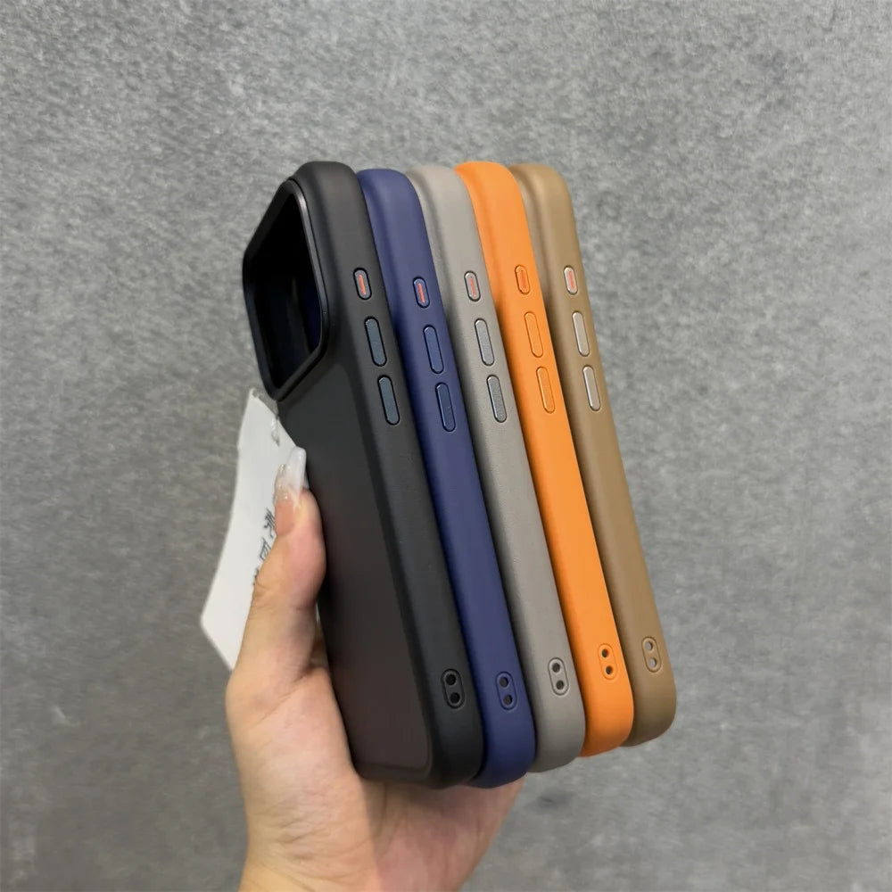 Neue Metallknöpfe Hautgefühl Orange Schild Matte transparente Handyhülle für iPhone 17 Pro Max 17 Air 17 Pro 17 stoßfeste Abdeckung