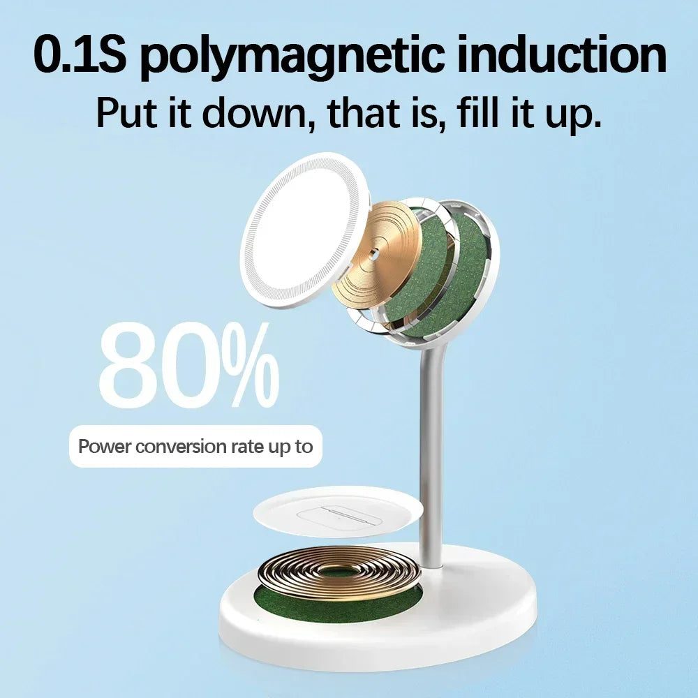 Verbesserter 30 W magnetischer 2-in-1-Wireless-Ladeständer für iPhone 15 14 13 12 Pro Max AirPod Pro Schnellladestationhalter