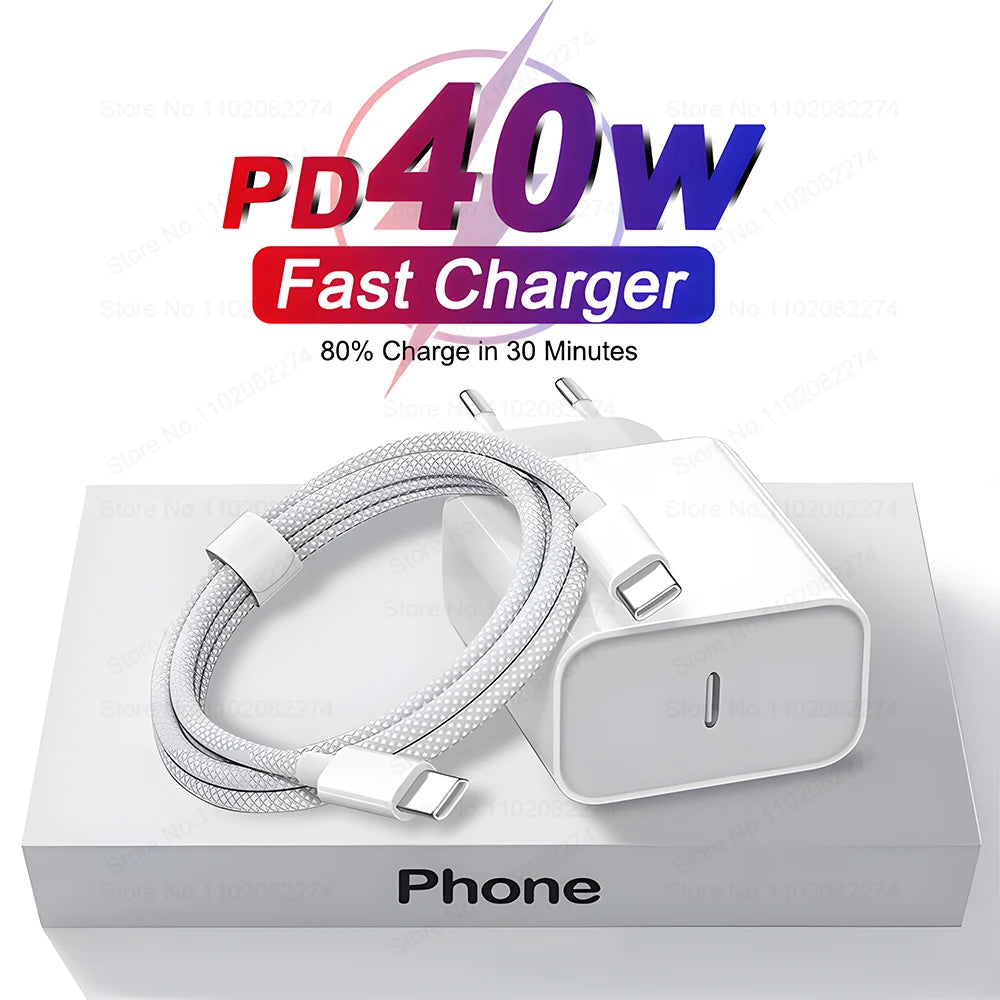 PD 40W Schnellladegerät für iPhone 16 15 11 12 13 14 Pro Max Plus iPad Air Schnellladekabel USB C Typ C Datenleitung Telefonladegerät