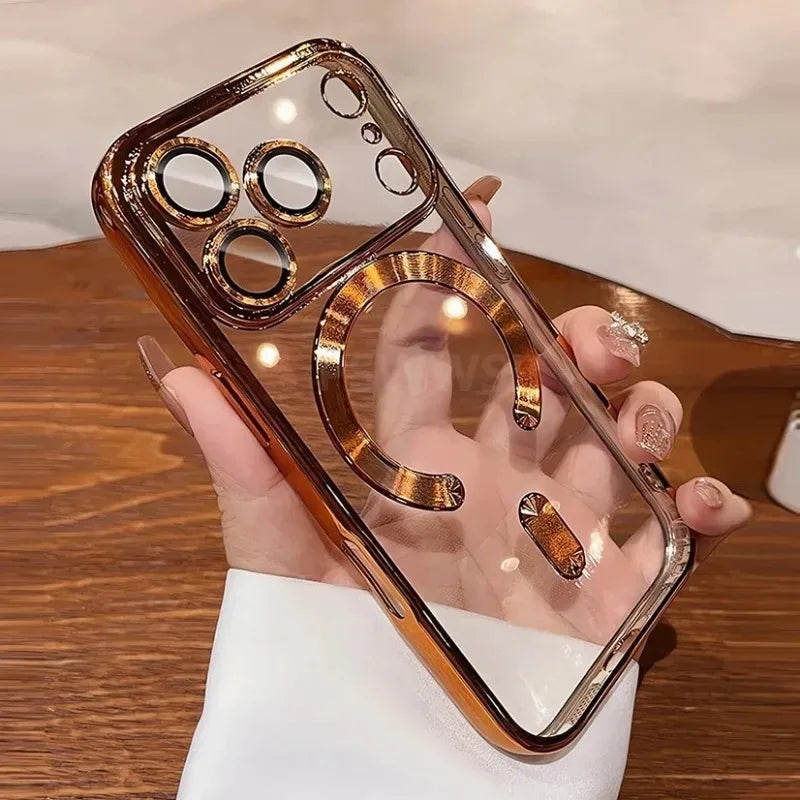 Überzug Transparent für Magsafe Hülle für iPhone 17 16 15 Pro Max Plus 17 Air 14 13 11 12 Magnetischer Kameraschutz Soft Cover