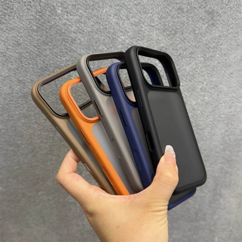 Neue Metallknöpfe Hautgefühl Orange Schild Matte transparente Handyhülle für iPhone 17 Pro Max 17 Air 17 Pro 17 stoßfeste Abdeckung