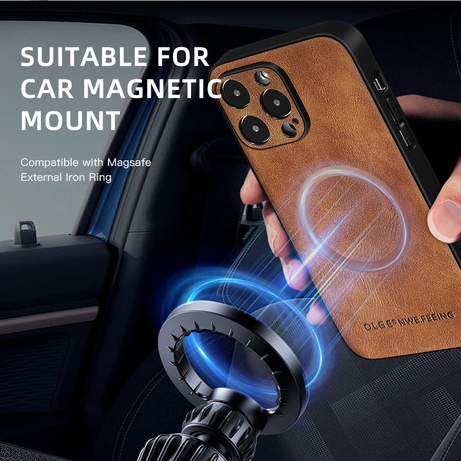 Luxuriöse MagSafe-Ledertasche für iPhone 17 Pro Max