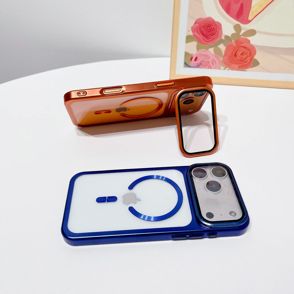 Neue Überzug Falten Glas Kamera Halter Magnetische Telefon Fall Für iPhone 17 17Pro 17 Pro Max Ultra Dünne Transparente Stoßfest abdeckung