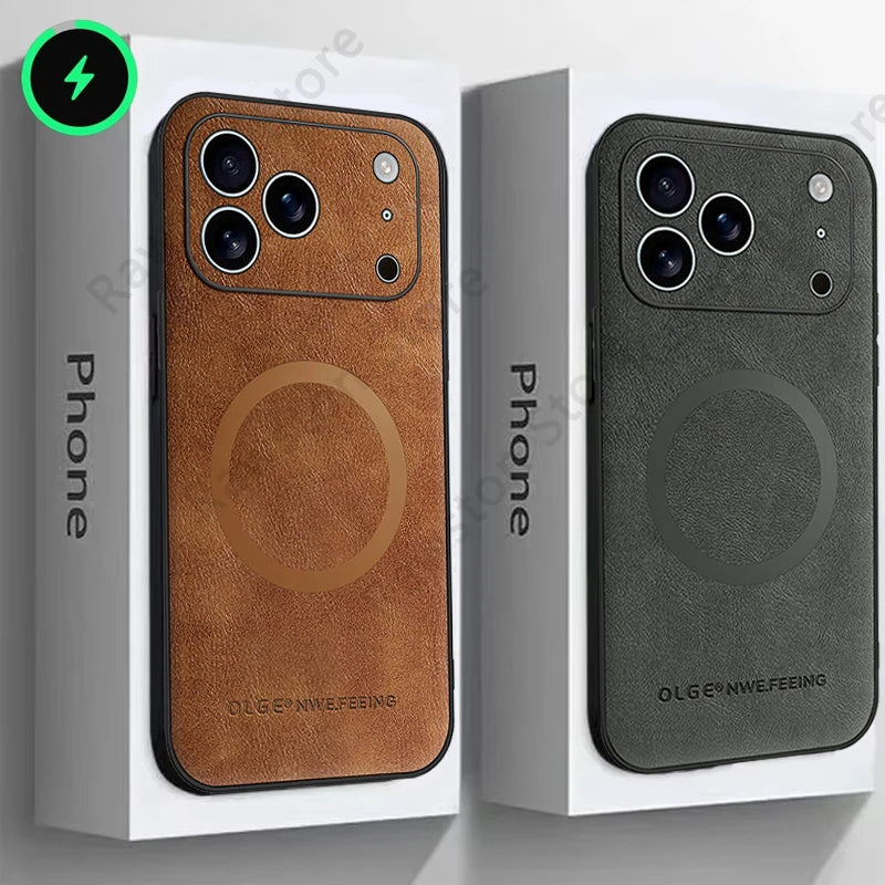 Luxuriöse MagSafe-Ledertasche für iPhone 17 Pro Max