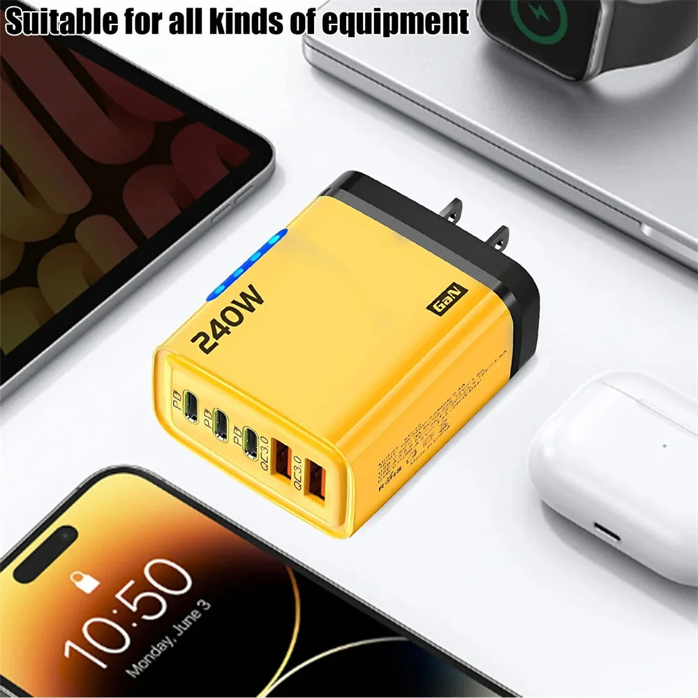 5 Ports 240 W USB C Ladegerät Quick Charge3.0 Typ C PD Telefon Ladegerät Für iPhone Samsung Xiaomi EU/Us-stecker Schnell Ladung Wand Ladegerät