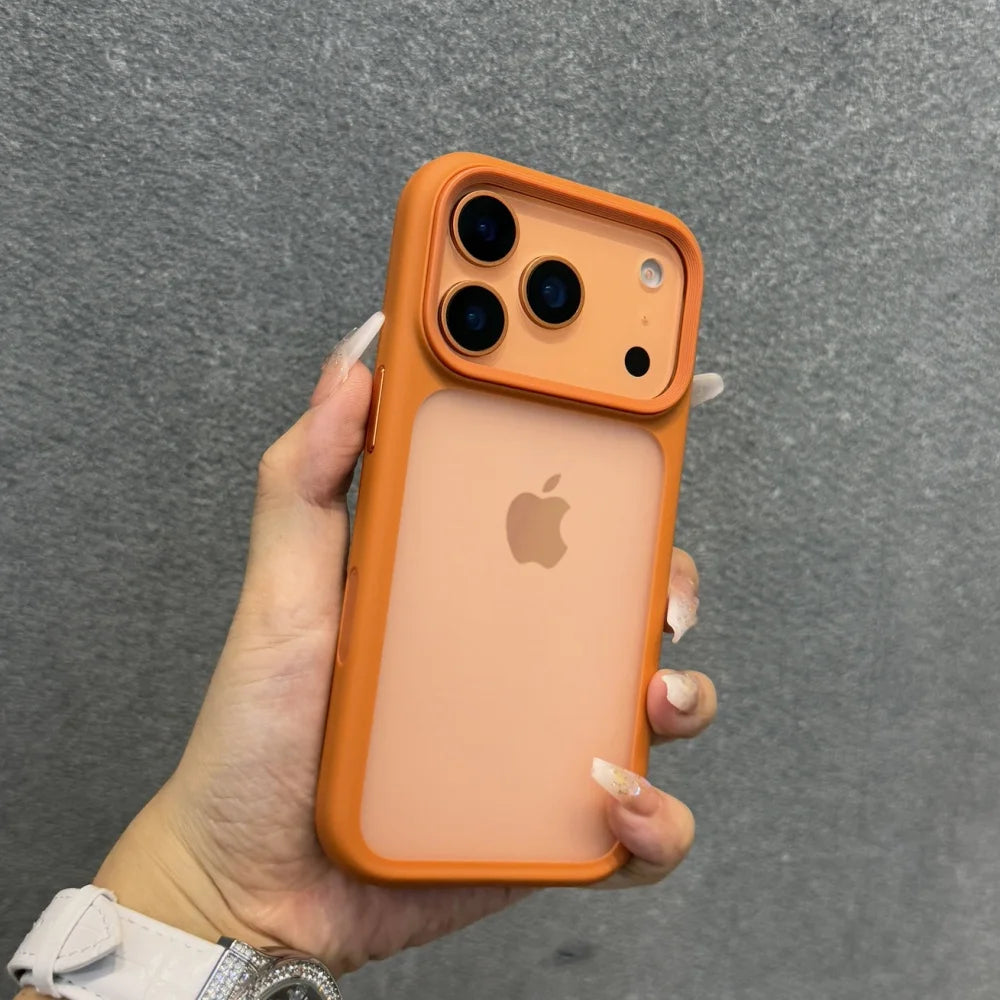 Neue Metallknöpfe Hautgefühl Orange Schild Matte transparente Handyhülle für iPhone 17 Pro Max 17 Air 17 Pro 17 stoßfeste Abdeckung