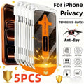 5 Stück Anti-Spy-Displayschutz aus gehärtetem Glas, staubfrei, für iPhone17, 16, 15, 14, 13, 12, 11 Pro Max