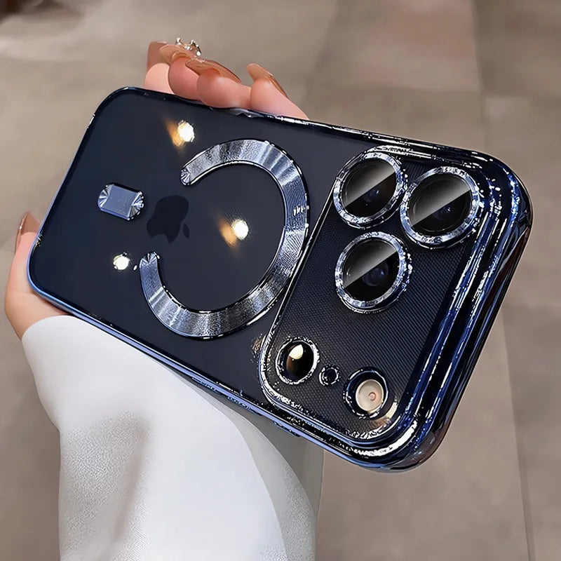 Überzug Transparent für Magsafe Hülle für iPhone 17 16 15 Pro Max Plus 17 Air 14 13 11 12 Magnetischer Kameraschutz Soft Cover