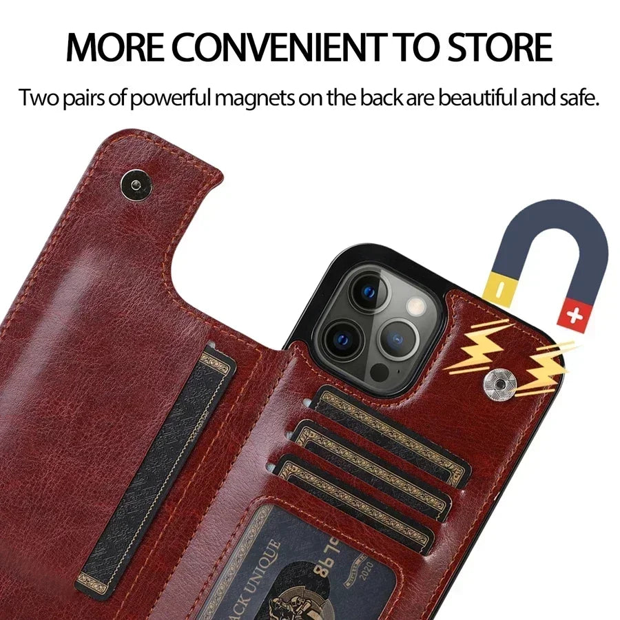 Elegante Leder Brieftasche Hülle für iPhone Modelle