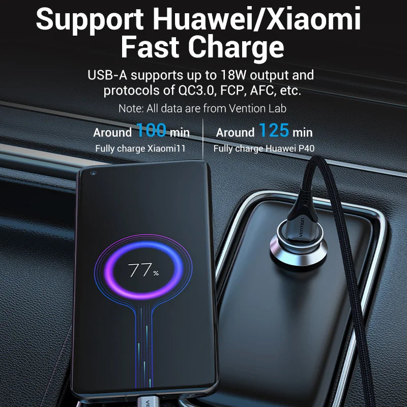 Vention 30W Mini-Autoladegerät USB Typ C PD QC Schnellladung für iPhone 16Pro Samsung Xiaomi iPad Schnellladung Metall-Telefonladung