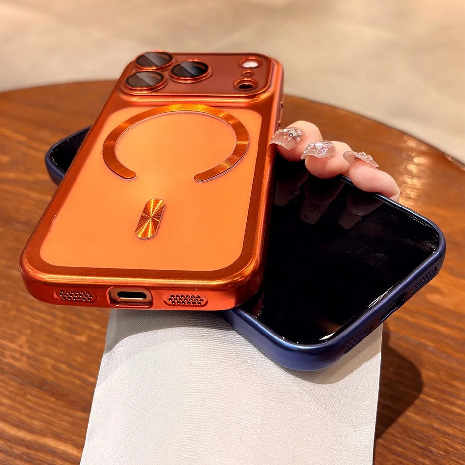 Überzug Transparent für Magsafe Hülle für iPhone 17 16 15 Pro Max Plus 17 Air 14 13 11 12 Magnetischer Kameraschutz Soft Cover